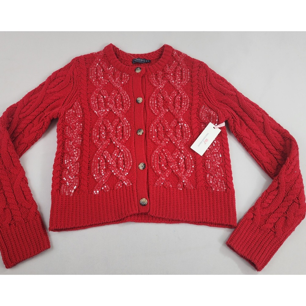Vineyard Vines sweater womens S Small red 5 buttons $128 ladies